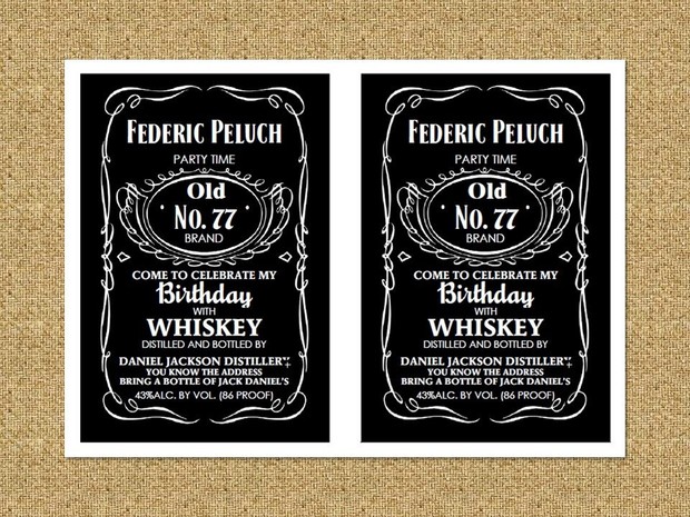Invitación tipo Jack Daniels, paga con paypal, descarga inmediata. / Party Invitation pdf editable