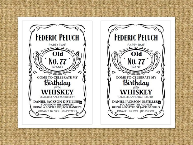 Invitación Jack Daniels white, paga con paypal, descarga inmediata. / Party Invitation pdf editable