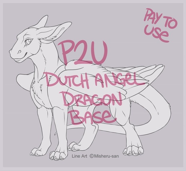 Dutch Angel Dragon Feral Line Art