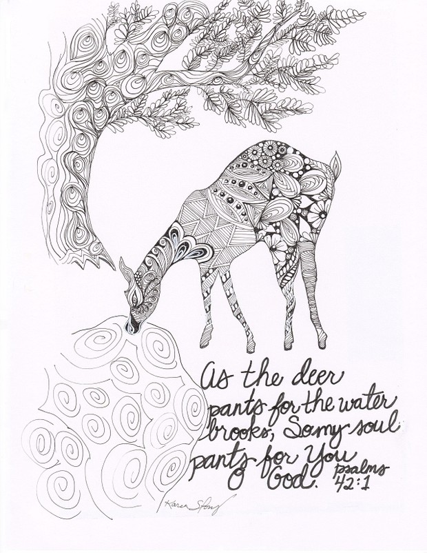 deer template blank tangled and colored