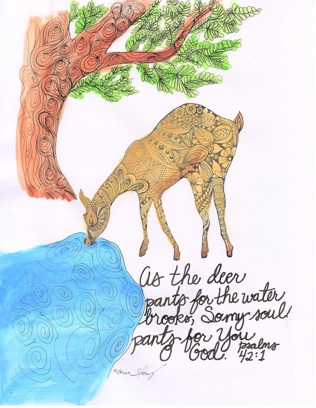 Deer Template Blank, Tangled, and Colored