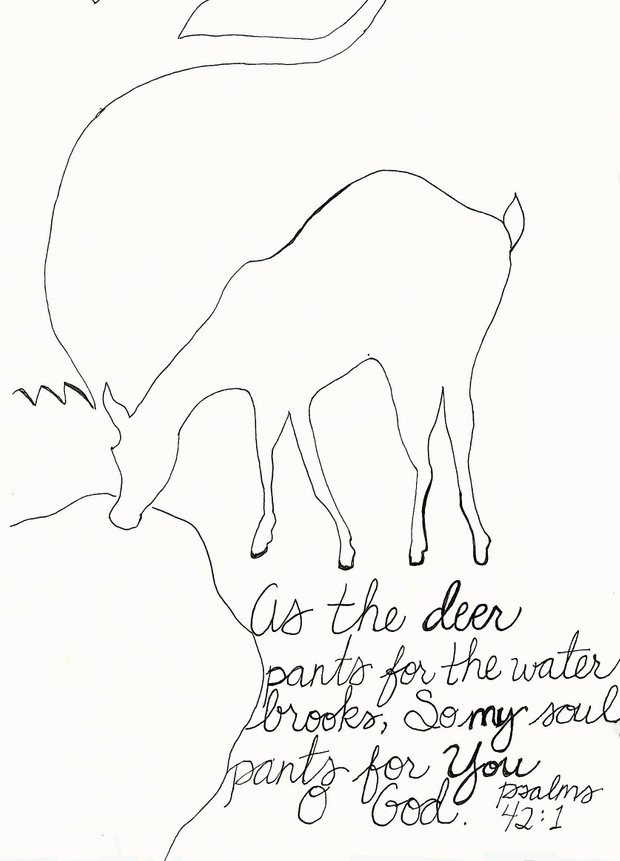Deer Template Blank, Tangled, and Colored