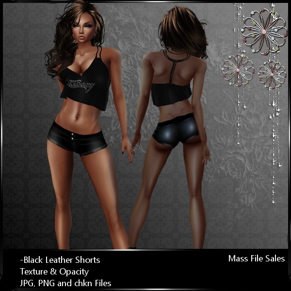 IMVU Black Leather Shorts