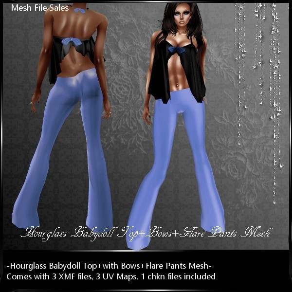 IMVU Mesh BabyDoll Top plus Flare Pants