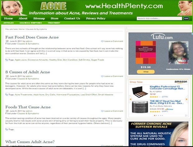 Acne - Health Big Potential Niche Fully Monetize WordPress Turnkey Blog