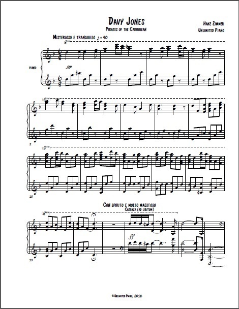 Scores: Pirates of the Caribbean - Davy Jones theme, Ultimate piano version