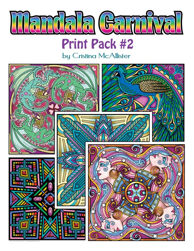 Mandala Carnival Print Pack #2 - 12 Printable Coloring Pages by Cristina McAllister