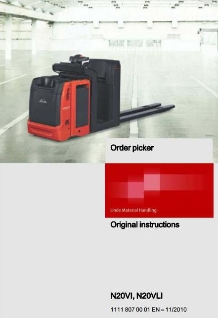Linde Order Picker Type 1111: N20VI, N20VLI Operating Instructions (User Manual)