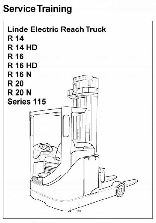 Linde Electric Reach Truck Type 115: R14, R16, R20 (, N, HD) Service Training (Workshop) Manual