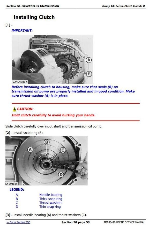 John Deere 6415, 6615 Classic, 6110E, 6125E South America Tractors Repair Manual (TM800419)