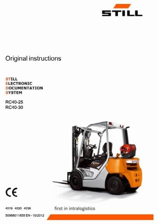 Still Electric Lift Truck Type RC40-25, RC40-30: R4012, R4013, R4021 Operating Instructions