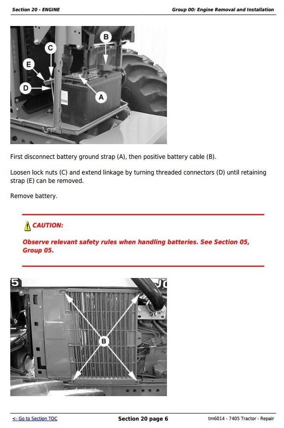 John Deere 7405 Tractor Service Repair Manual (tm6014)