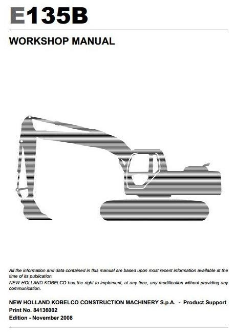 New Holland Crawler Excavator E135B Workshop Service Manual