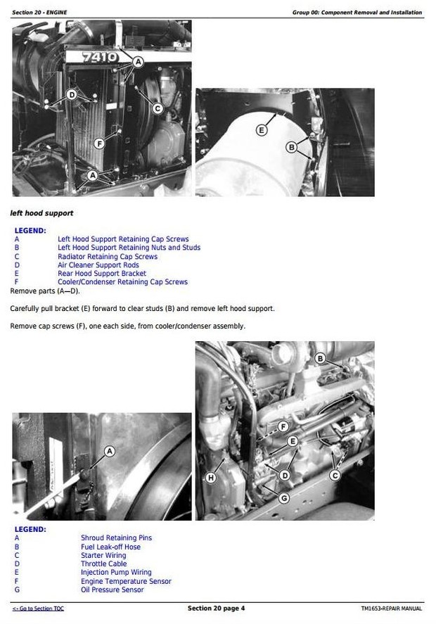 John Deere 7210, 7410, and 7510 2WD or MFWD Tractors Service Repair Manual (TM1653)