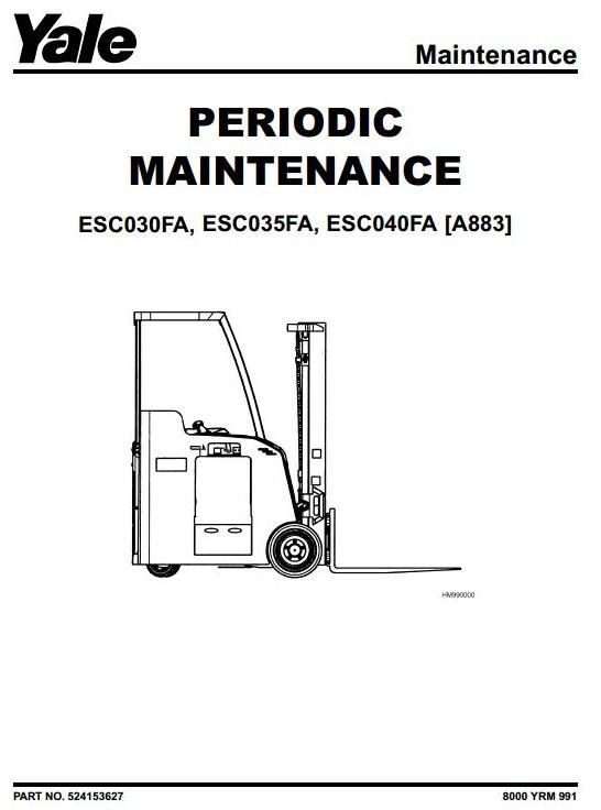 Yale Electric Forklift Truck Type A883: ESC030FA, ESC035FA, ESC040FA Workshop Service Manual