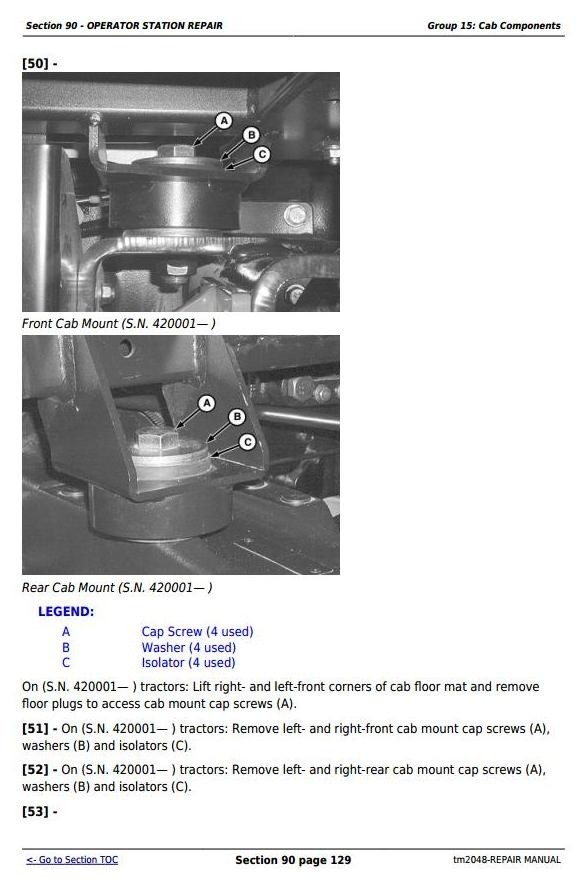 John Deere 5220, 5320, 5420, and 5520 Tractors Technical Repair Service Manual (tm2048)