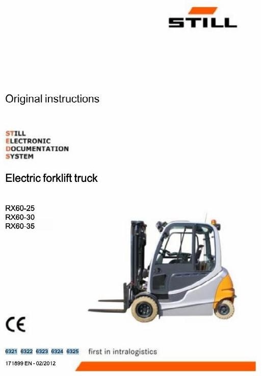 Still Electric Forklift Truck Type RX60-25, RX60-30, RX60-35: 6321 6322 6323 6324 6325 User Manual