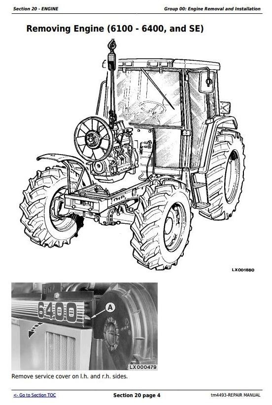John Deere 6100, 6200, 6300, 6400, 6506, 6600, SE6100, SE6200, SE6300 Tractor Repair Manual (tm4493)