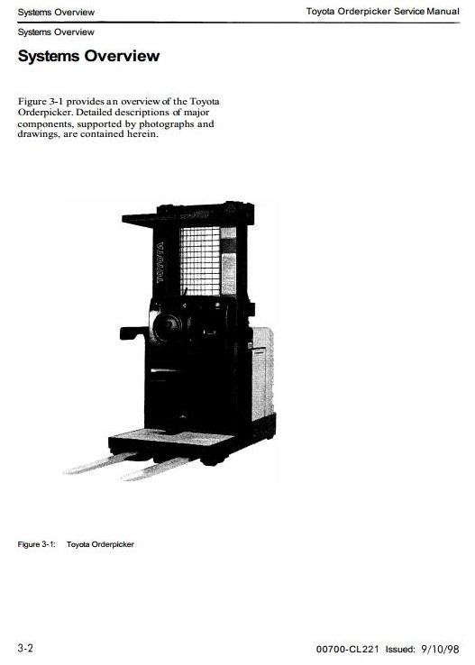 Toyota Order Picker Type 6BPU15 sn:70001-79999 Workshop Service Manual