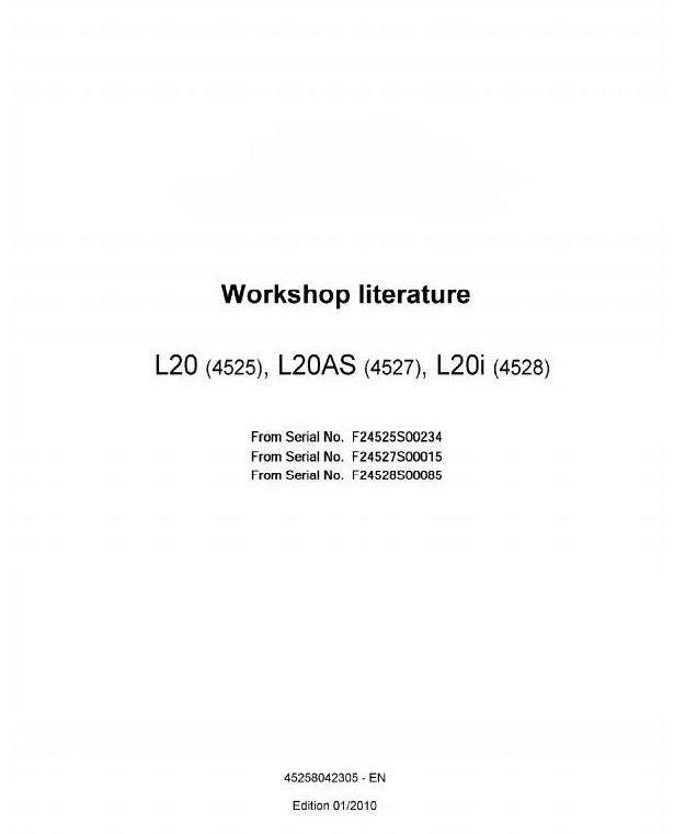Linde Pallet Stacker Type 4525: L20 , 4527: L20AS, 4528: L20i Service Training (Workshop) Manual