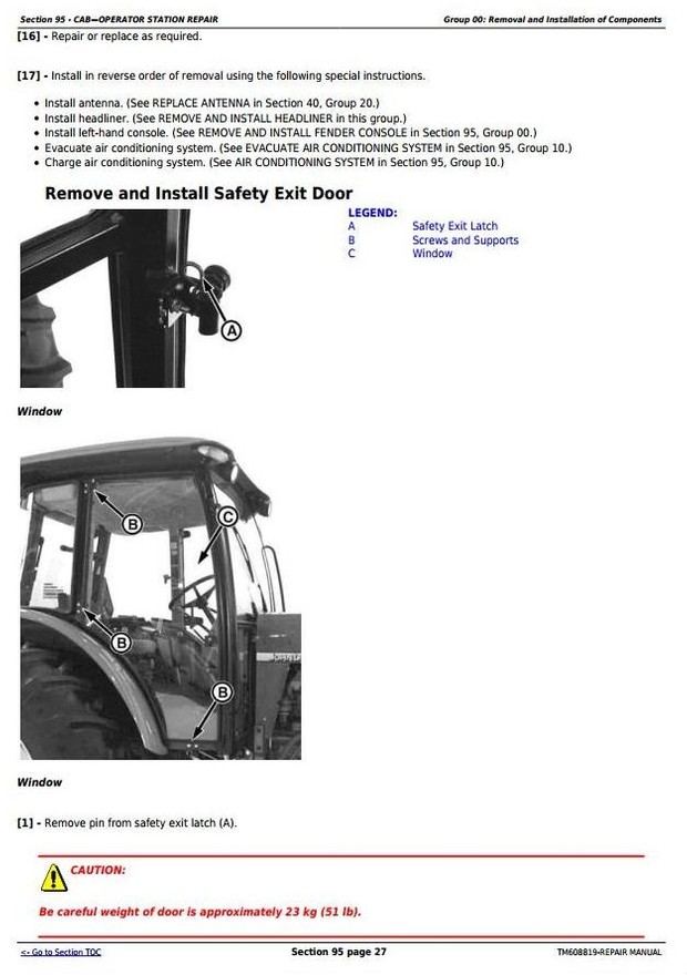John Deere 6100D, 6110D, 6115D, 6125D & 6130D Tractors Service Repair Manual (TM608819)