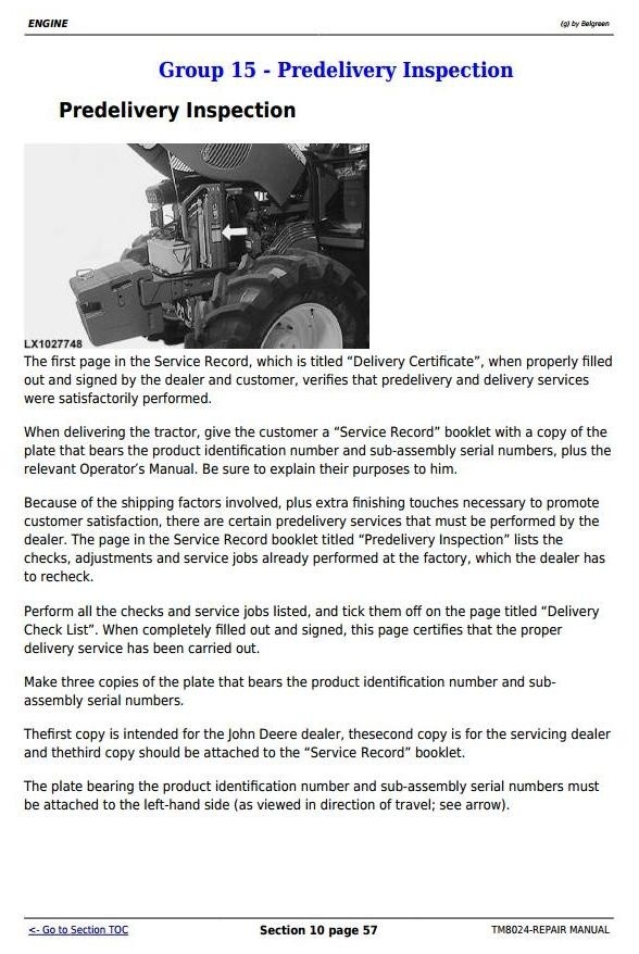 John Deere 6830 & 6930 Premium (European Edition) Tractors Service Repair Manual (TM8024)