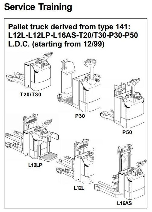 Linde Pallet Truck Type 141: L12L, L12LP, L16AS, P30, P50, T20, T30 Service Training Manual