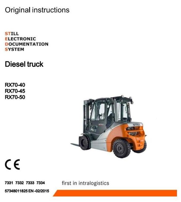 Still Diesel Forklift Truck RX70-40D, RX70-45D, RX70-50D: 7331, 7332, 7333, 7334 Operating Manual