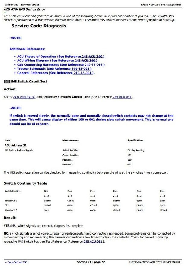 John Deere 8110T, 8210T, 8310T, 8410T Tracks Tractors Diagnosis Service Manual (tm1798)