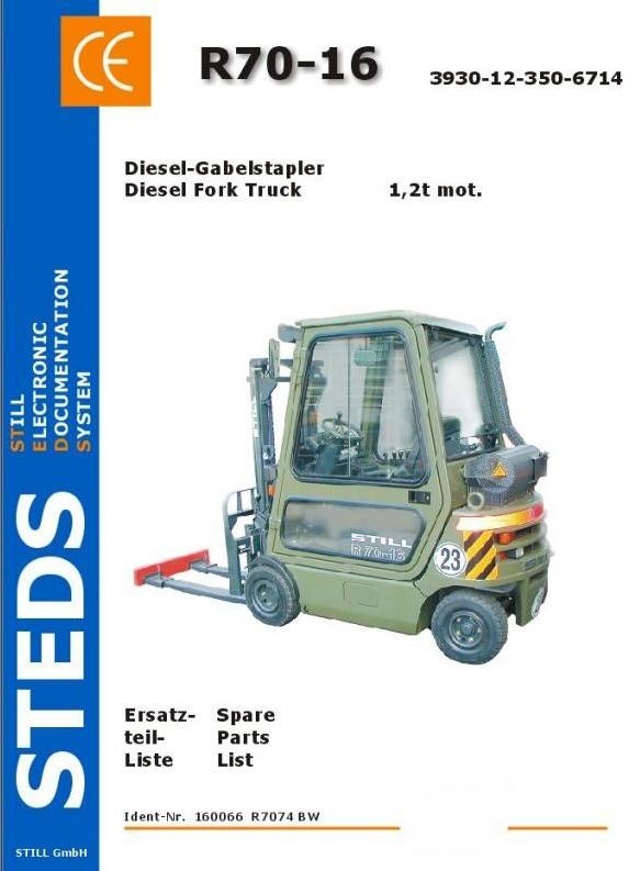 Still Diesel Fork Truck Type R70-16 Military: R7074 BW Parts Manual