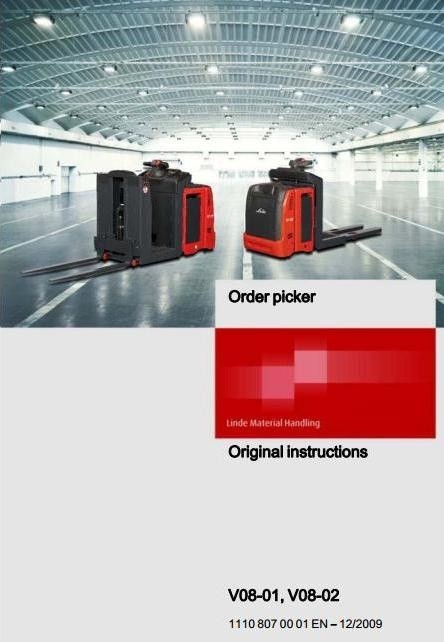 Linde Order Picker Type 1110: V08-01, V08-02 Operating Instructions (User Manual)