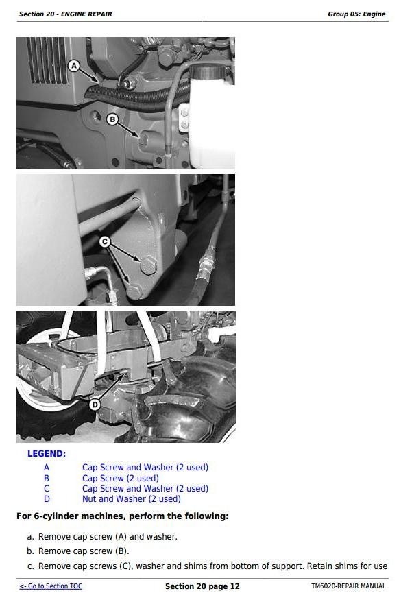John Deere 6103, 6203, 6403 and 6603 (Latin American) Tractors Service Repair Manual (TM6020)