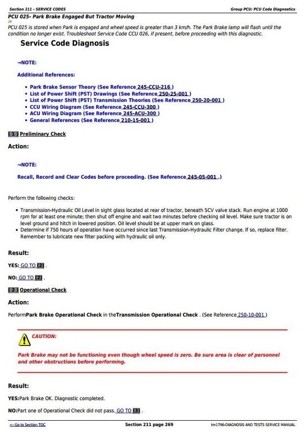 John Deere 8110, 8201, 8310 and 8410 2WD or MFWD Tractors Diagnosis Service Manual (tm1796)