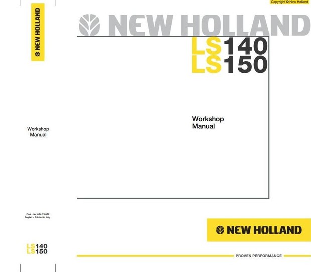 New Holland Skid Steer Loader LS140, LS150 Workshop Service Manual
