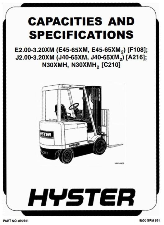 Hyster A216: J2.00XM (J40XM),J2.50XM(J50XM),J3.00XM(J60XM),J3.20XM(J65XM) Workshop Manual