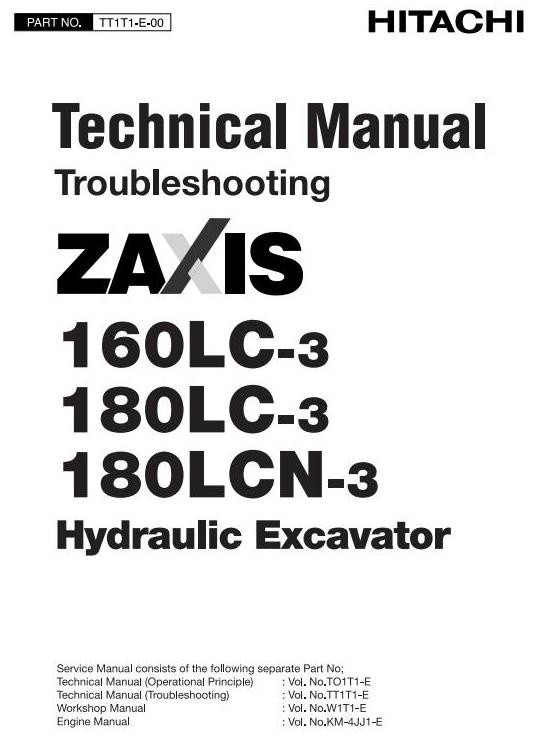 Hitachi Hydraulic Excavator Zaxis 160LC3, 180LC3, 180LCN-3 Workshop Service Manual