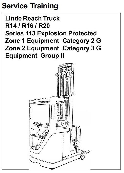 Linde Electric Reach Truck Type 113 Explosion Protected: R14 Ex, R16 Ex, R20 Ex Workshop Manual