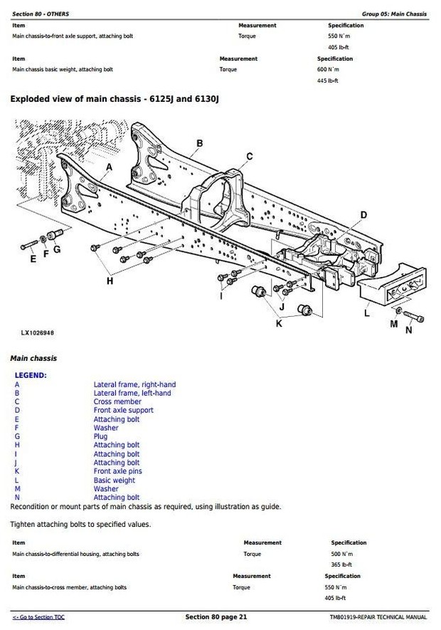 John Deere 6110J, 6125J & 6130J 2WD or MFWD Tractors Repair Manual (Worldwide Edition) (TM801919)