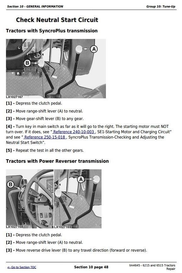 John Deere 6215 and 6515 European Tractors Service Repair Manual (tm4645)
