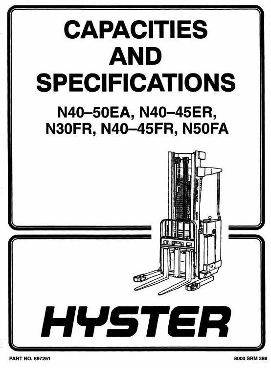 Hyster Electric Forklift Truck Type D138: N40FR, N45FR, N50FA Workshop Manual