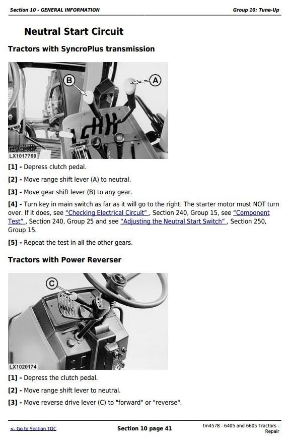 John Deere 6405 and 6605 North American Tractors Service Repair Manual (tm4578)