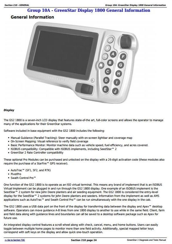John Deere GreenStar 2 Technical Service Manual (TM1061)