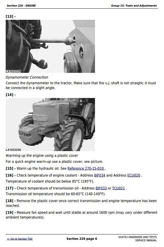 John Deere 6020, 6120, 6220, 6320, 6420, 6520, 6620, 6820, 6920 Tractors Diag & Tests Service Manual