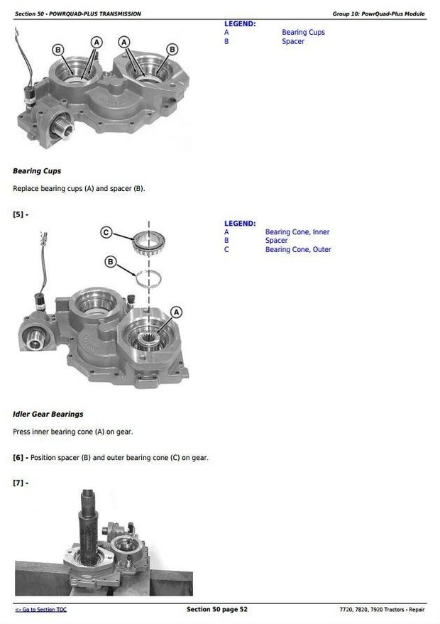 John Deere 7720, 7820, 7920 - 2WD or MFWD Tractors Service Repair Manual (TM2080)