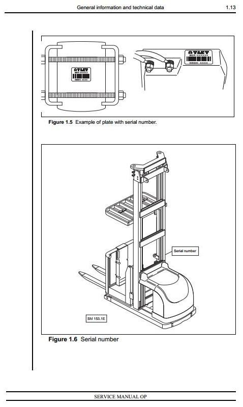 Atlet Picking Truck Type OPC 100, OPH 100, OPM 100, OPS 100 Workshop Service Manual