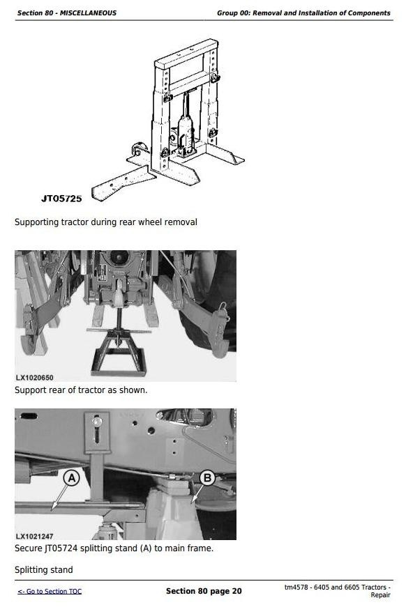 John Deere 6405 and 6605 North American Tractors Service Repair Manual (tm4578)