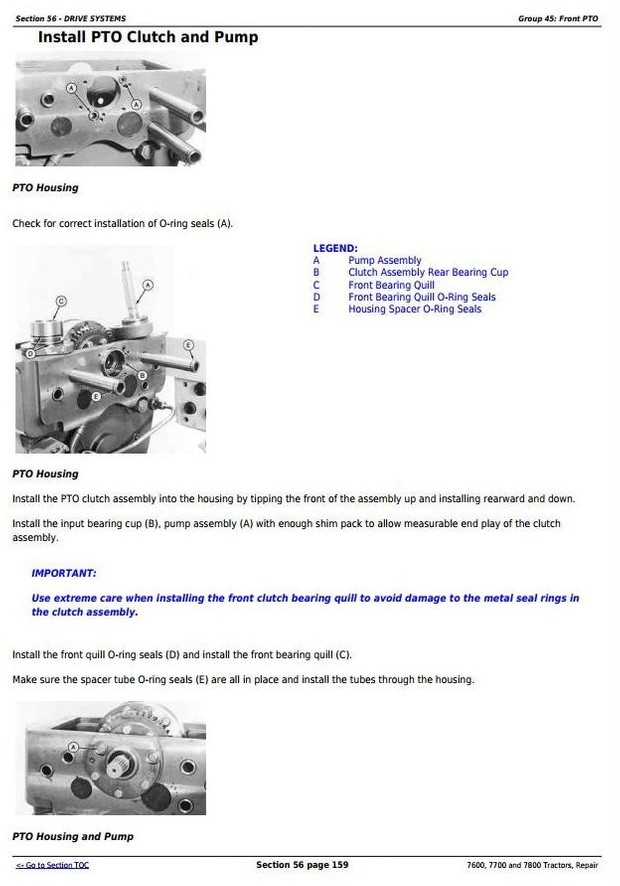 John Deere 7600, 7700 and 7800 , 2WD or MFWD Tractors Service Repair Manual (tm1500)