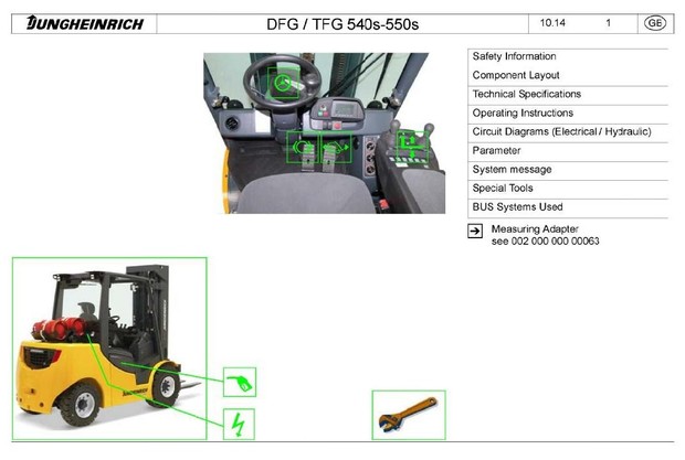 Jungheinrich Truck DFG540S, DFG545S, DFG550S, TFG540S, TFG545S, TFG550S Service Manual