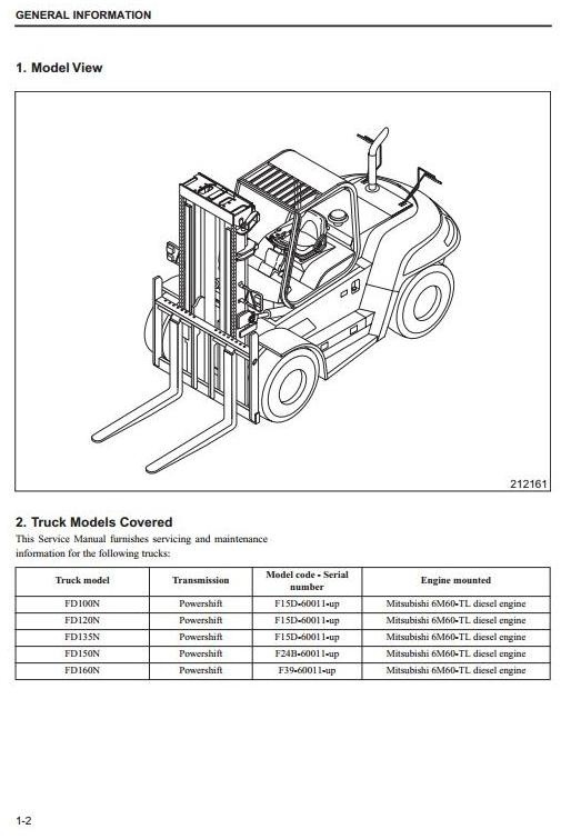 Mitsubishi Diesel Forklift Truck FD100N, FD120N, FD135N, FD150AN, FD160AN Service Manual