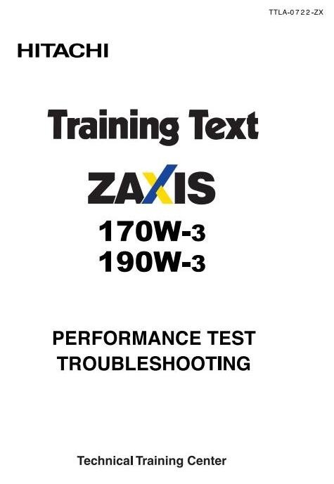 Hitachi Wheeled Excavator Type Zaxis 170, 190: 170W-3, 190W-3 Workshop Service Manual